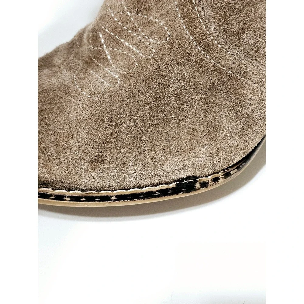 Fortini Chesney Taupe Suede Western Ankle‎ Boots Block Heel Cowgirl Boho Size 8